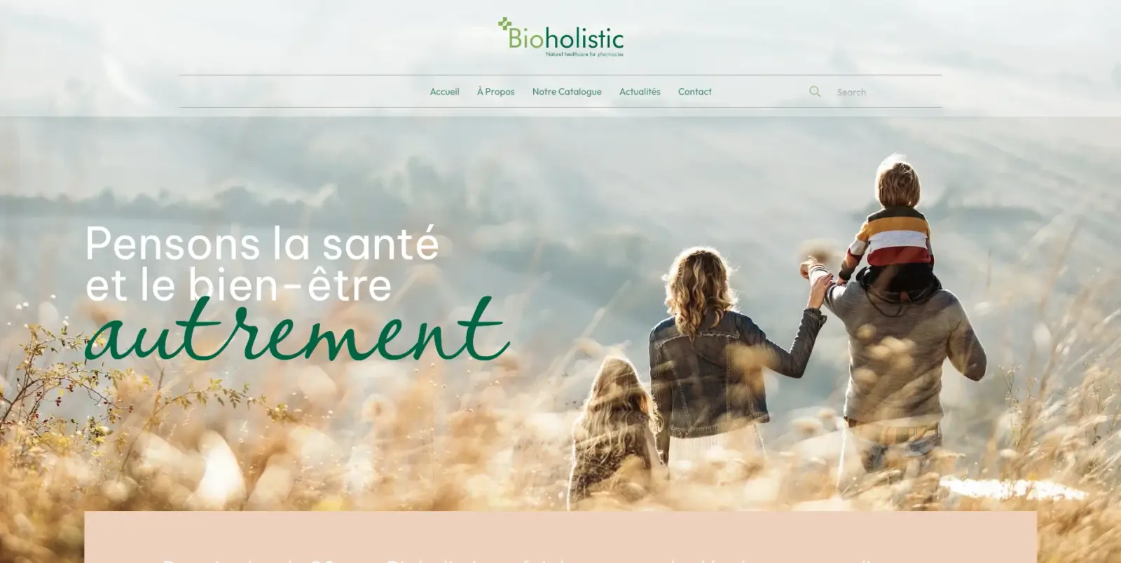 Screenshot of the Bioholistic health platform website